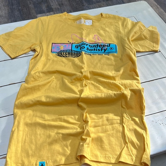 ✌️Dutch Bros Shirt “Guaranteed to satisfy” yellow oversized x-small - Picture 3 of 7
